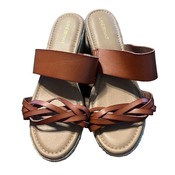Lane Bryant platform slide brown size 12W braided straps - Picture 1 of 6